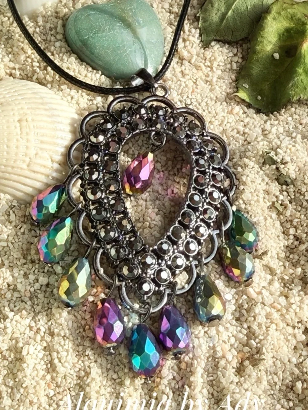 Alquimia Multicolor Crystal Teardrop Chandelier Necklace